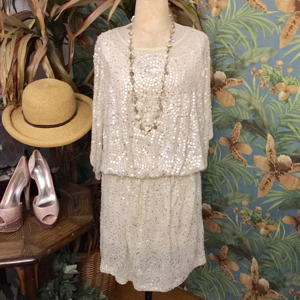 “Alexia Admor” all over sequin/beaded silk dress-L
